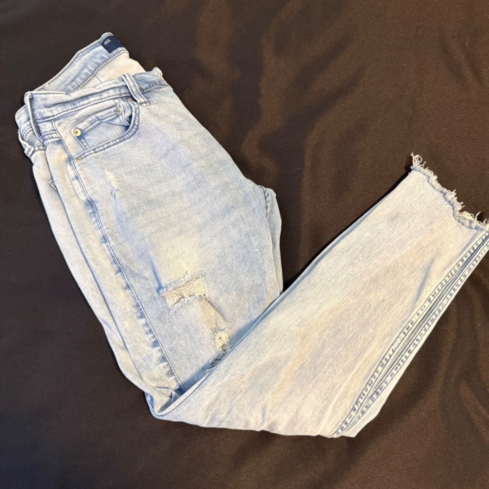 Hollister Stacked Skinny Jeans‎ W29 L30 Light Wash Distressed Raw Hem
